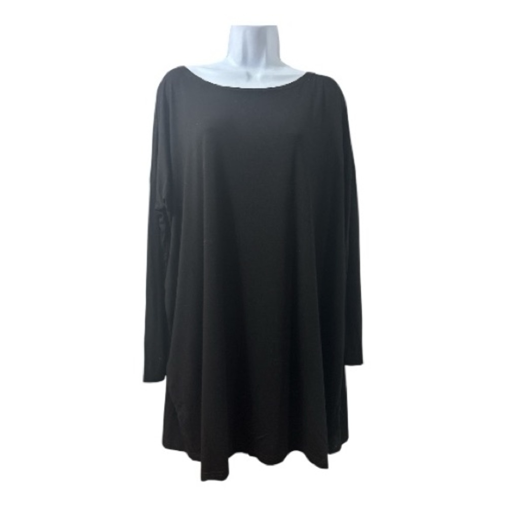 PIKO 1988 Top Tunic Black Long Sleeve Scoop Neck Oversized Size M